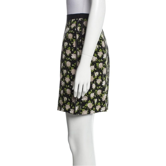 Dolce and Gabbana- Silk Green Black White Highwaisted Floral Pencil Midi Skirt - Picture 1 of 7